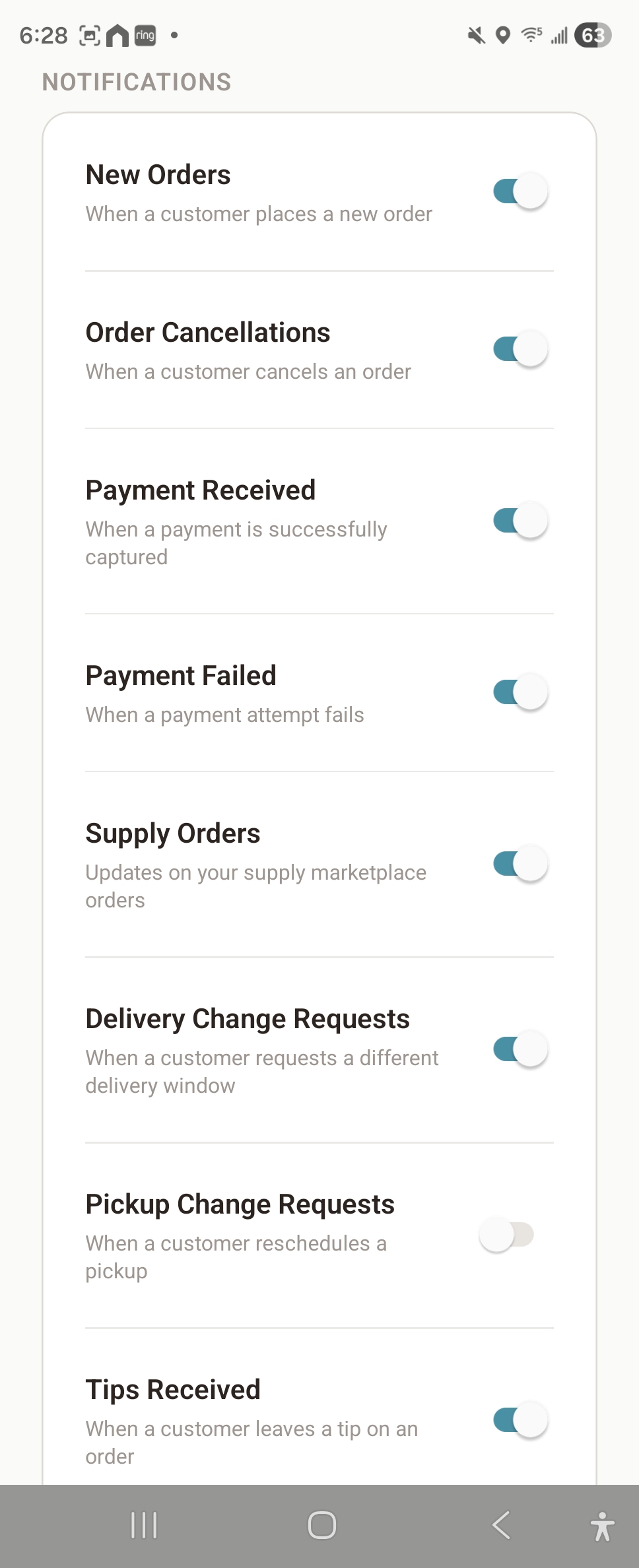 Notification settings screenshot